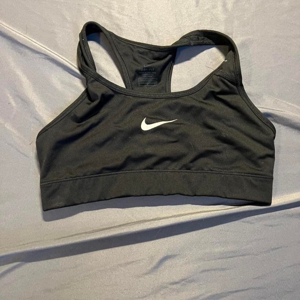 Nike Dri-FIT Swoosh Sports Bra Black Racerback Medium Support 375833-010 Small